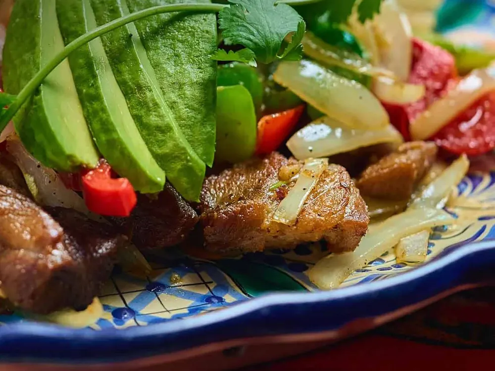Carnitas poblanas with avocado at El Maguey